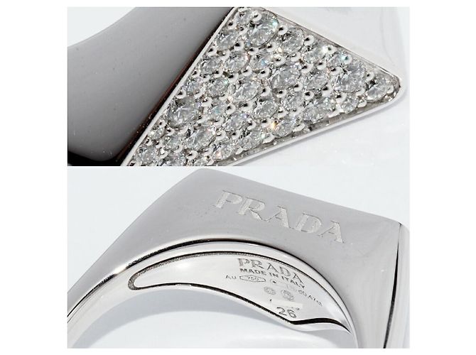 Prada K18WG Diamond Signet Ring - view 5