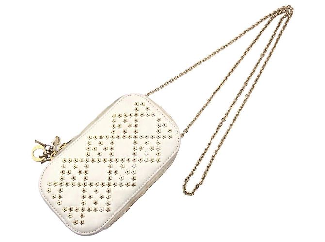 Borsa a tracolla in pelle Lady Dior Bianco - vista 9