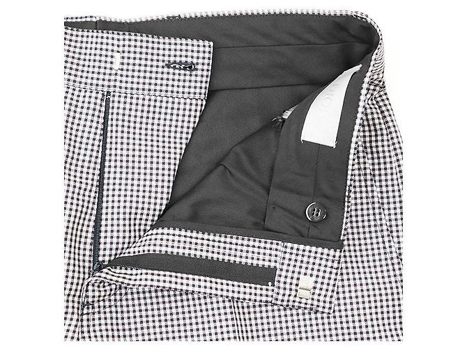 Calças de lã de mohair e seda Dior Marrom Branco - vista 9