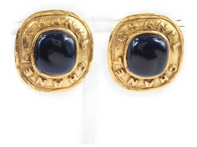 Vintage Farbstein Ohrringe von Chanel Blau - Ansicht 3