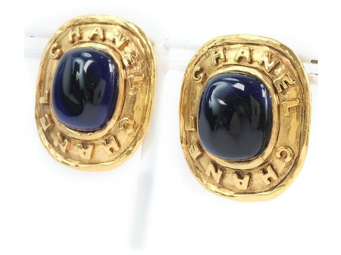 Vintage Farbstein Ohrringe von Chanel Blau - Ansicht 4