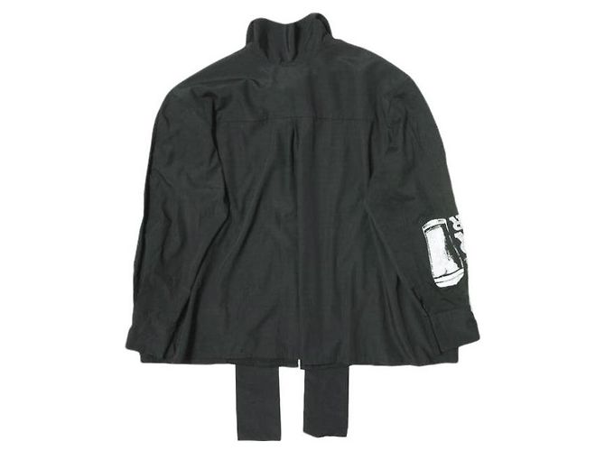 Autre Marque SREU Remake Hemd aus Baumwolle-Polyester mit Krawattenkragen Schwarz - Ansicht 2