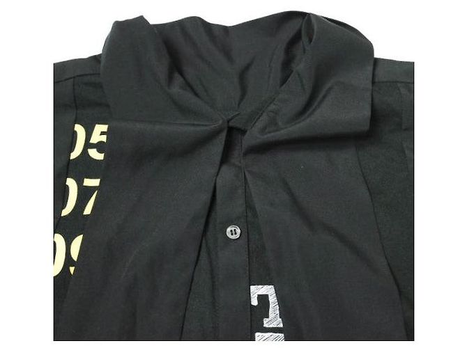 Autre Marque SREU Remake Hemd aus Baumwolle-Polyester mit Krawattenkragen Schwarz - Ansicht 3