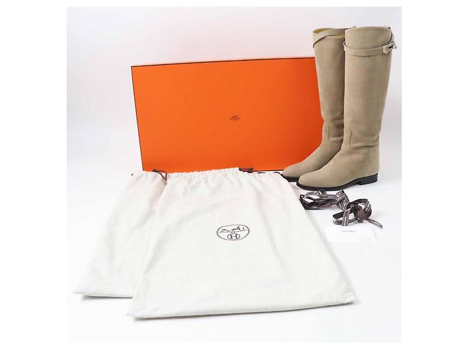 Hermès Kelly Buckle Springstiefel Chevre Veroa, knielang Beige - Ansicht 2