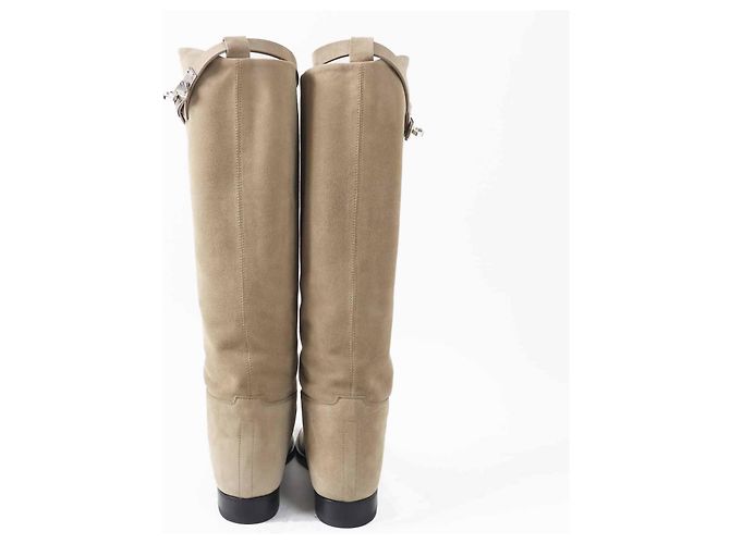 Hermès Kelly Buckle Springstiefel Chevre Veroa, knielang Beige - Ansicht 3