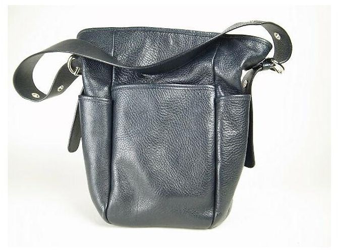 Autre Marque Borsa a Spalla in Pelle Hirofu Blu - vista 4