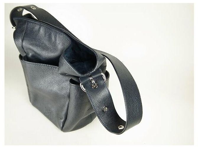 Autre Marque Borsa a Spalla in Pelle Hirofu Blu - vista 5
