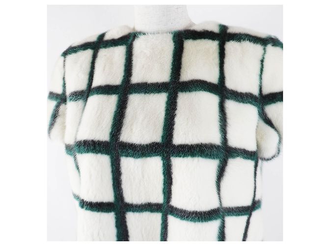 Top in seta di visone a maniche corte Christian Dior 5A26586A6035 Nero Bianco Verde - vista 2