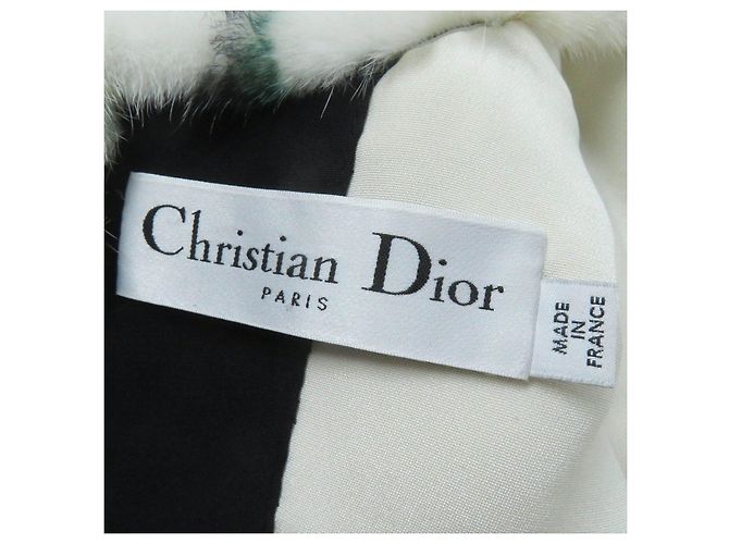 Top in seta di visone a maniche corte Christian Dior 5A26586A6035 Nero Bianco Verde - vista 8