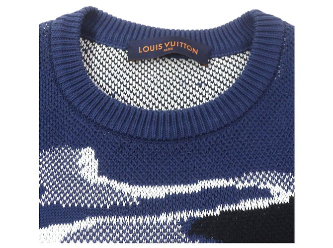 Suéter de punto de algodón jacquard camuflaje Louis Vuitton Azul - vista 2