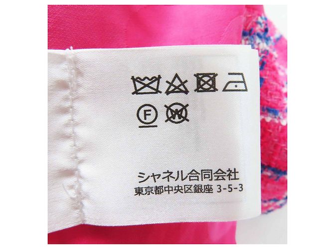 Chaqueta de tweed de algodón y poliamida con botón joya COCO de Chanel Rosa Blanco Azul - vista 10