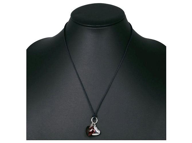 Autre Marque Collana Baccarat Doppio Cuore in Argento 925 Rosso - vista 2