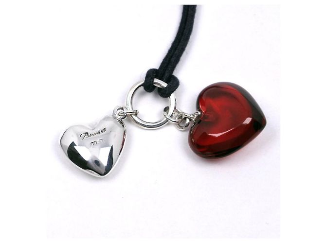 Autre Marque Collana Baccarat Doppio Cuore in Argento 925 Rosso - vista 7