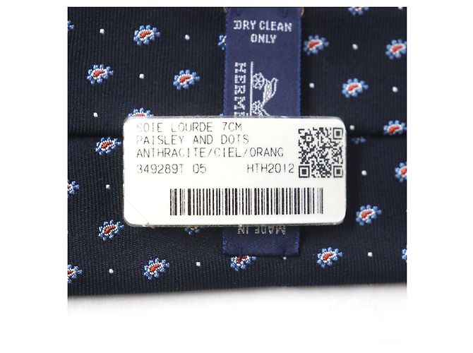 Cravatta Hermès in seta e cotone con motivo paisley a pois Grigio - vista 10