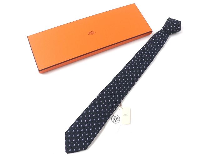 Cravatta Hermès in seta e cotone con motivo paisley a pois Grigio - vista 2