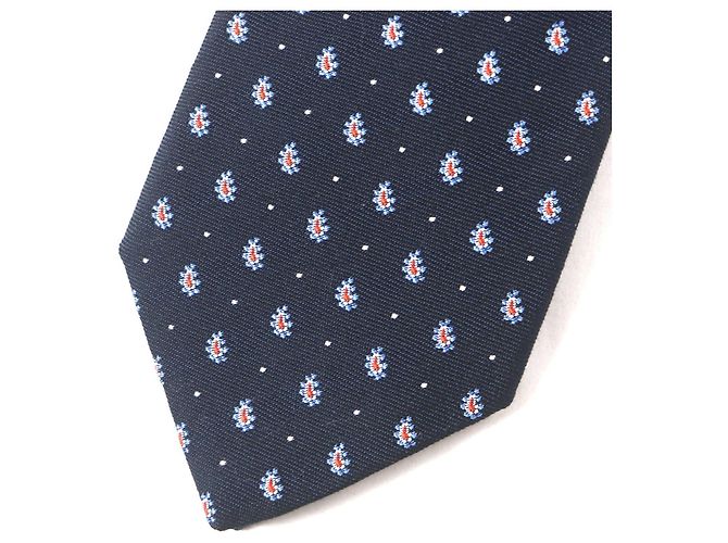 Cravatta Hermès in seta e cotone con motivo paisley a pois Grigio - vista 3