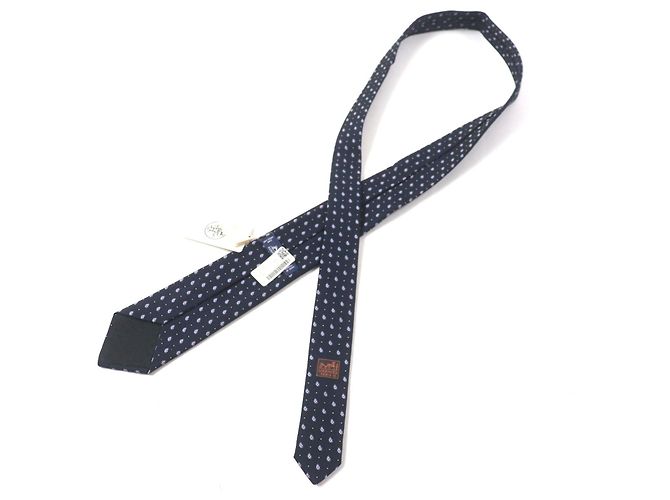 Cravatta Hermès in seta e cotone con motivo paisley a pois Grigio - vista 4