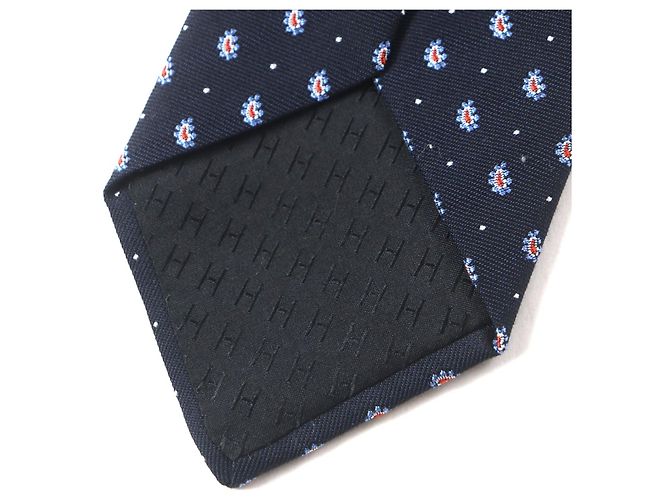 Cravatta Hermès in seta e cotone con motivo paisley a pois Grigio - vista 5