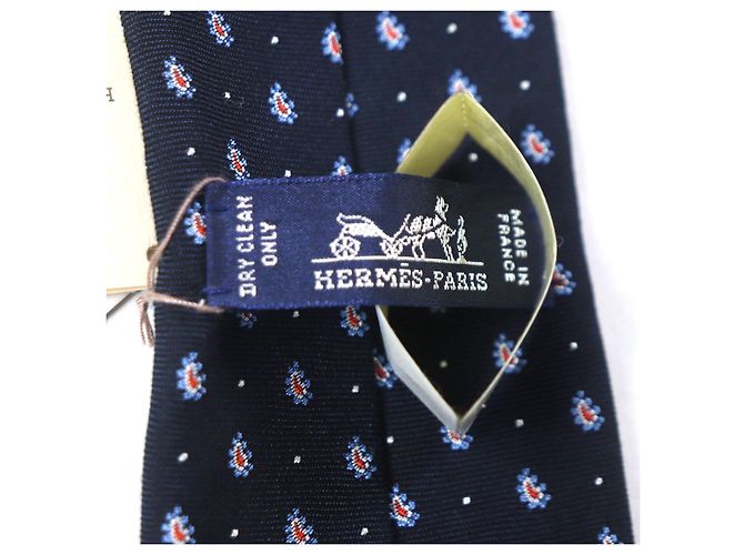 Cravatta Hermès in seta e cotone con motivo paisley a pois Grigio - vista 6