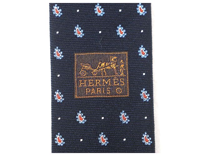 Cravatta Hermès in seta e cotone con motivo paisley a pois Grigio - vista 7