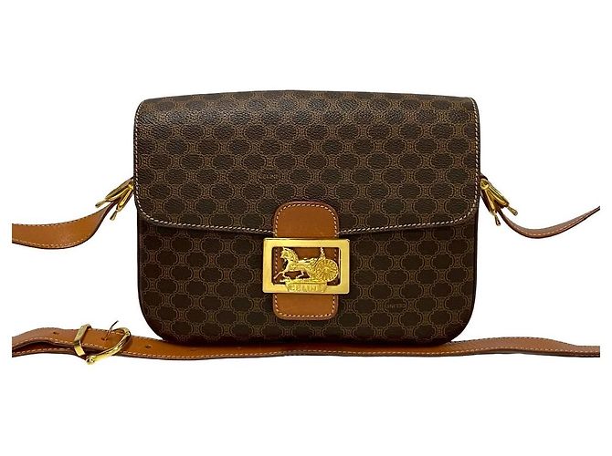 Céline Borsa a tracolla Celine Macadam Triomphe in pelle Marrone - vista 2