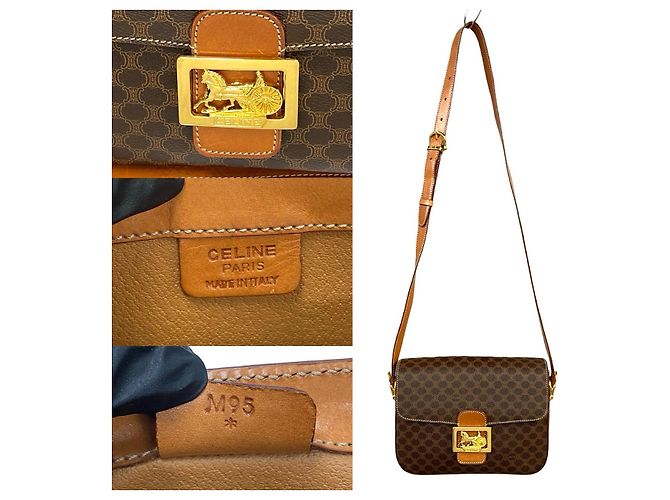 Céline Borsa a tracolla Celine Macadam Triomphe in pelle Marrone - vista 4
