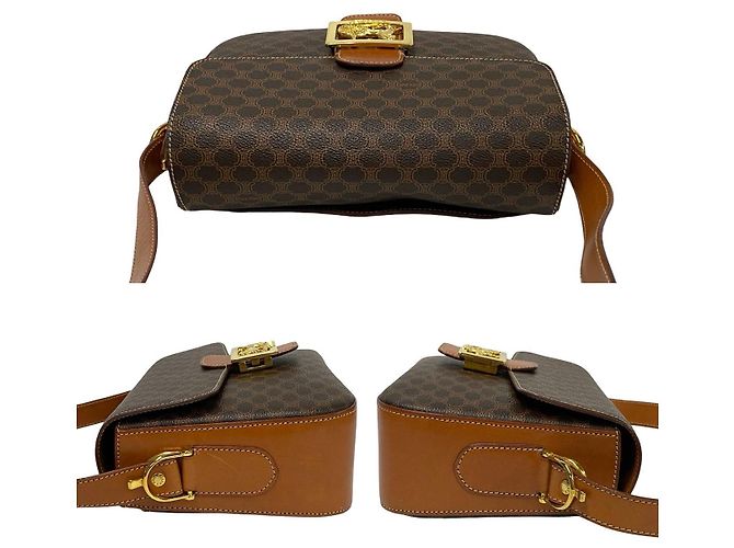 Céline Borsa a tracolla Celine Macadam Triomphe in pelle Marrone - vista 6