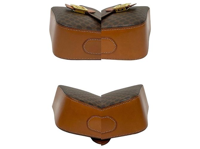 Céline Borsa a tracolla Celine Macadam Triomphe in pelle Marrone - vista 8
