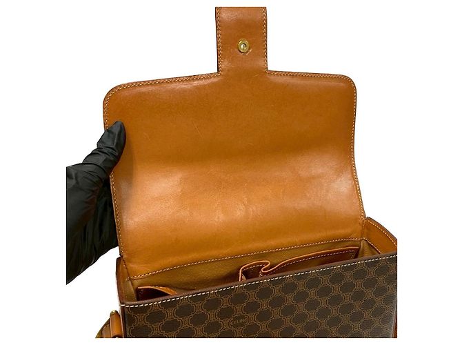 Céline Borsa a tracolla Celine Macadam Triomphe in pelle Marrone - vista 9