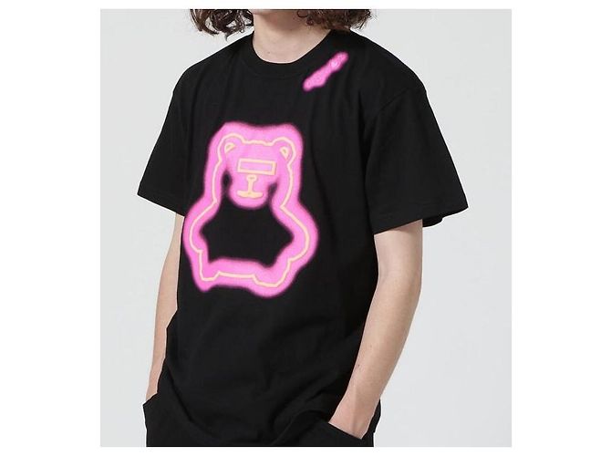 Autre Marque Camiseta de algodón STUD MUFFIN Neon Bear Negro - vista 3