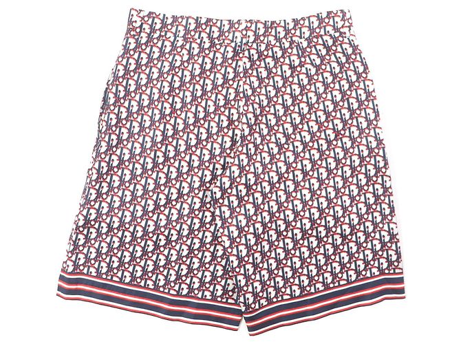 Bermuda de seda Dior Oblique Branco Vermelho Azul marinho - vista 2