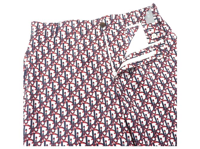 Bermuda de seda Dior Oblique Branco Vermelho Azul marinho - vista 3