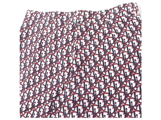 Bermuda de seda Dior Oblique Branco Vermelho Azul marinho - vista 4