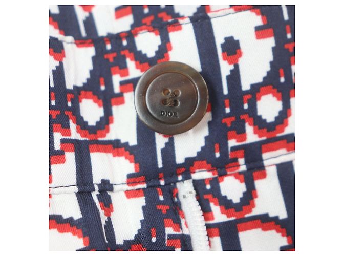 Bermuda de seda Dior Oblique Branco Vermelho Azul marinho - vista 6