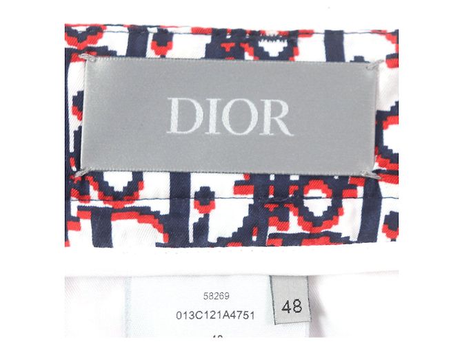 Bermuda de seda Dior Oblique Branco Vermelho Azul marinho - vista 7
