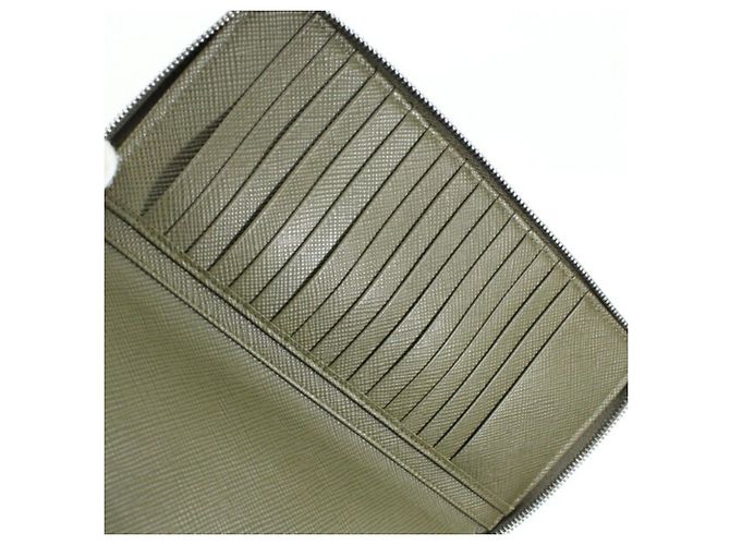 Prada Khaki Saffiano Long Wallet - view 12