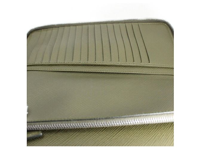 Prada Khaki Saffiano Long Wallet - view 13