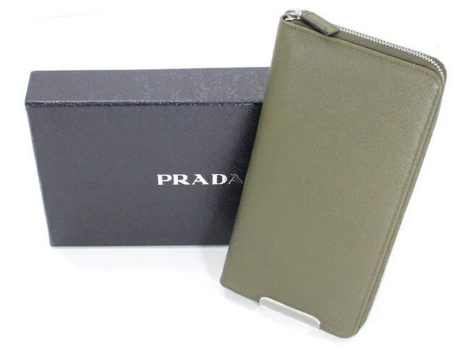 Prada Khaki Saffiano Long Wallet - view 14