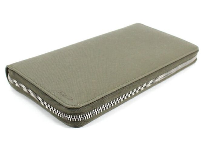 Prada Khaki Saffiano Long Wallet - view 4