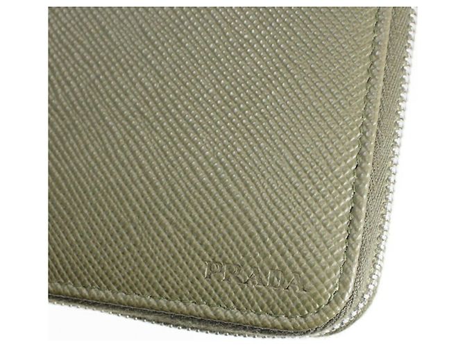 Prada Khaki Saffiano Long Wallet - view 5