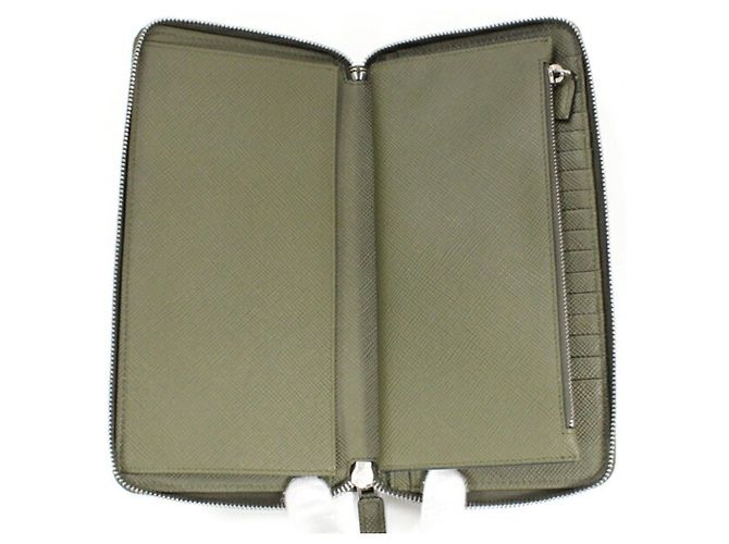 Prada Khaki Saffiano Long Wallet - view 7