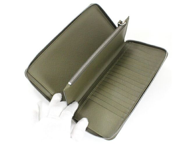 Prada Khaki Saffiano Long Wallet - view 9