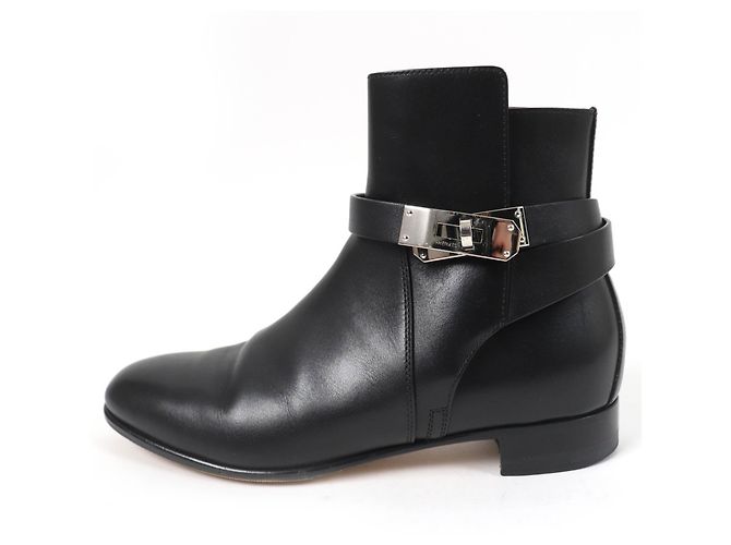 Botas de cuero con hebilla Kelly de Hermès Negro - vista 5