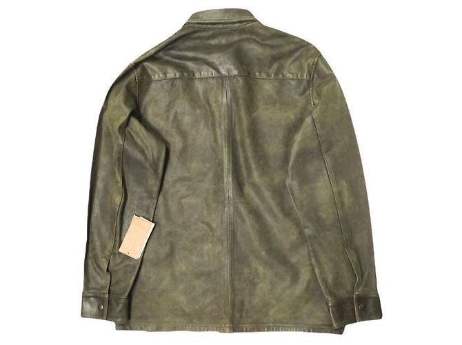 Ralph Lauren Camicia overshirt in pelle invecchiata a mano RRL Marrone Nero - vista 2
