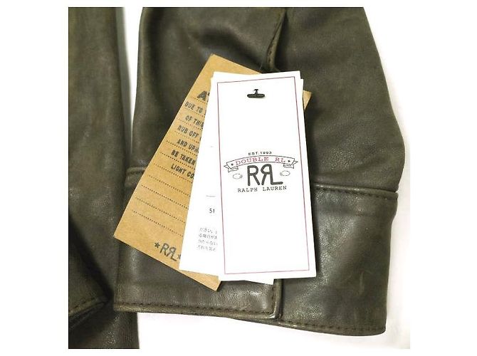 Ralph Lauren Camicia overshirt in pelle invecchiata a mano RRL Marrone Nero - vista 7