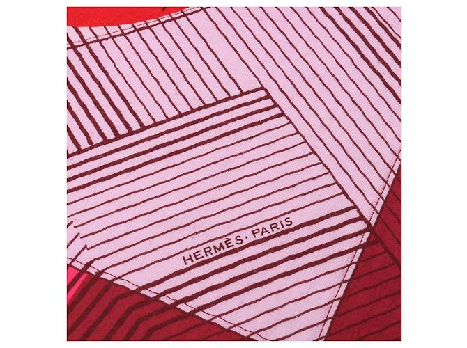 Hermès Sciarpa in seta e cashmere Hermes JEU DES OMNIBUS ET DAMES BLANCHES Rosa Multicolore - vista 4