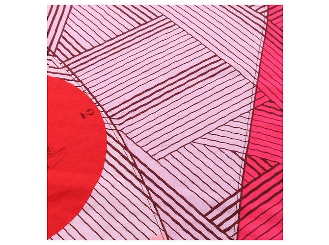 Hermès Sciarpa in seta e cashmere Hermes JEU DES OMNIBUS ET DAMES BLANCHES Rosa Multicolore - vista 5