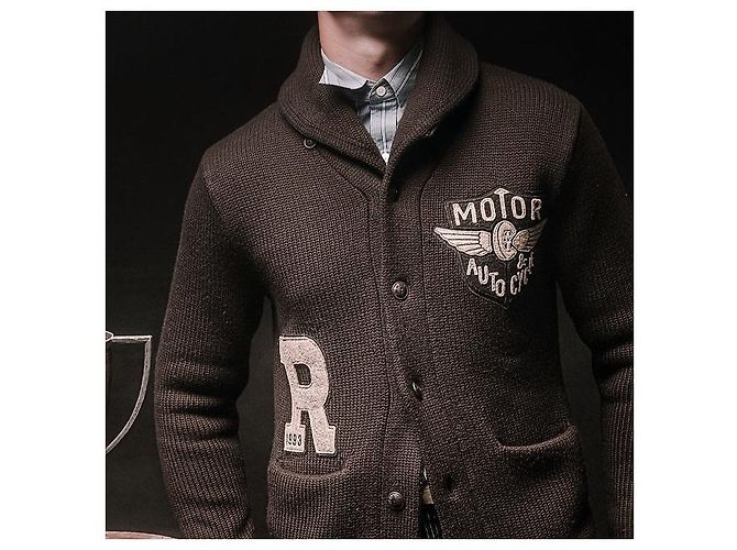Ralph Lauren Cárdigan de lana aplicado RRL Castaño - vista 3