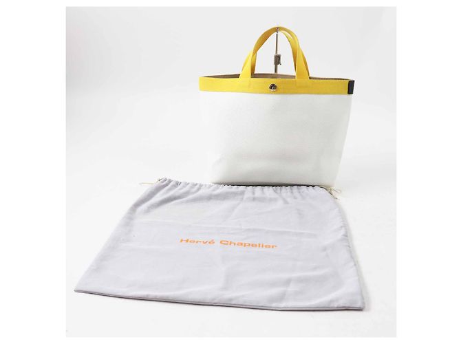 Autre Marque Tote Bag aus beschichtetem Canvas Herve Chapelier 704 Weiß Gelb - Ansicht 2