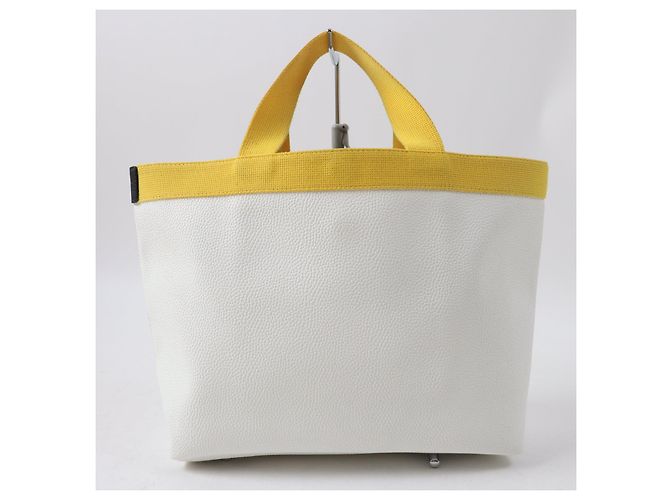 Autre Marque Tote Bag aus beschichtetem Canvas Herve Chapelier 704 Weiß Gelb - Ansicht 3